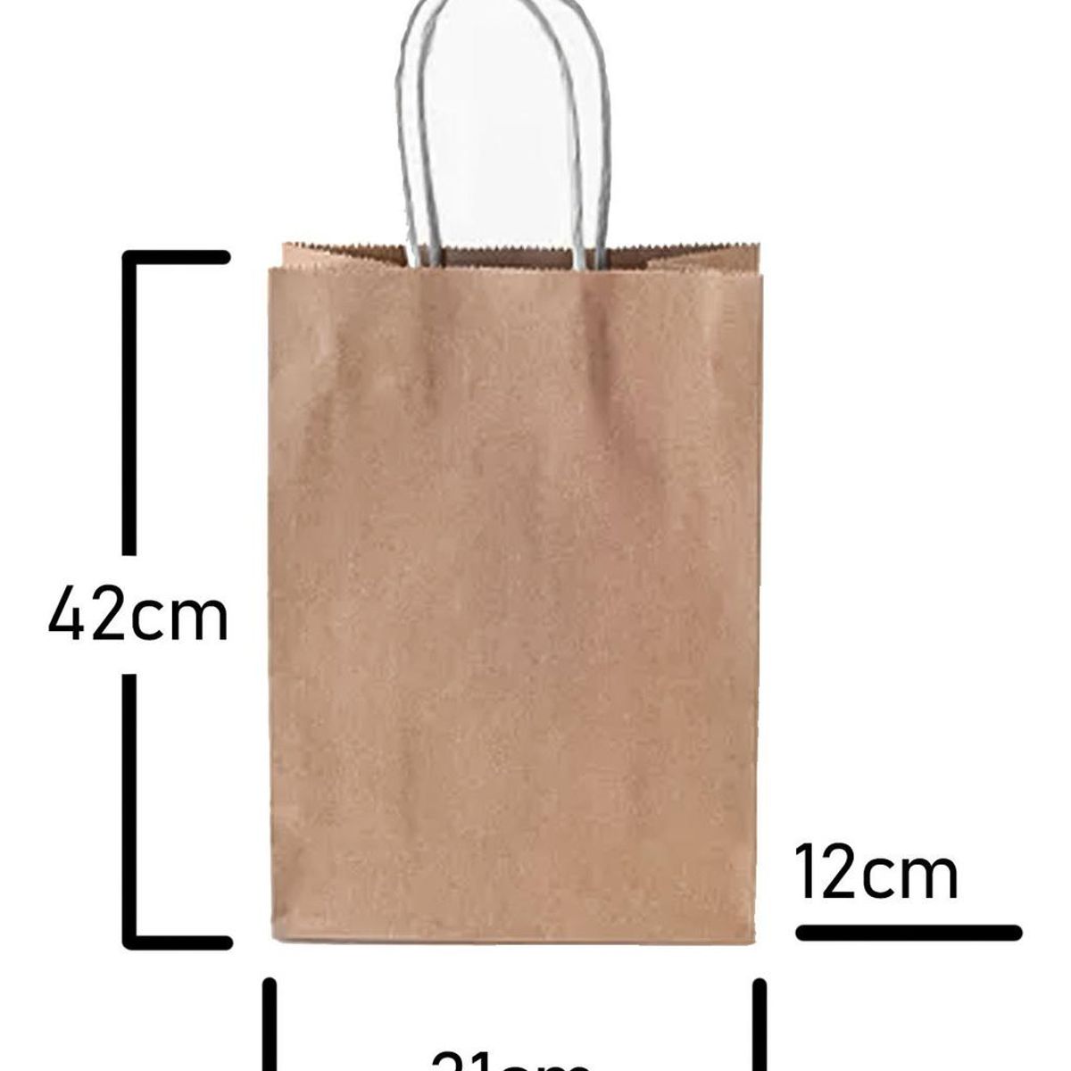 GENERICO - Bolsas Ecológicas de Papel Kraft con Asa - Pack de 50 Unidades