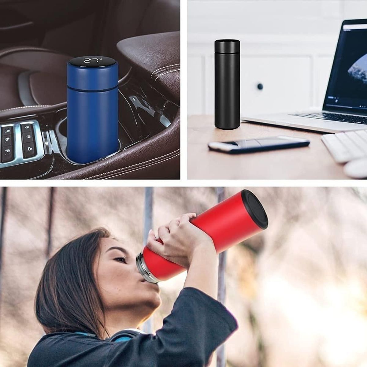 GENERICO - Termo Inteligente con Sensor Digital Rosado 500ml