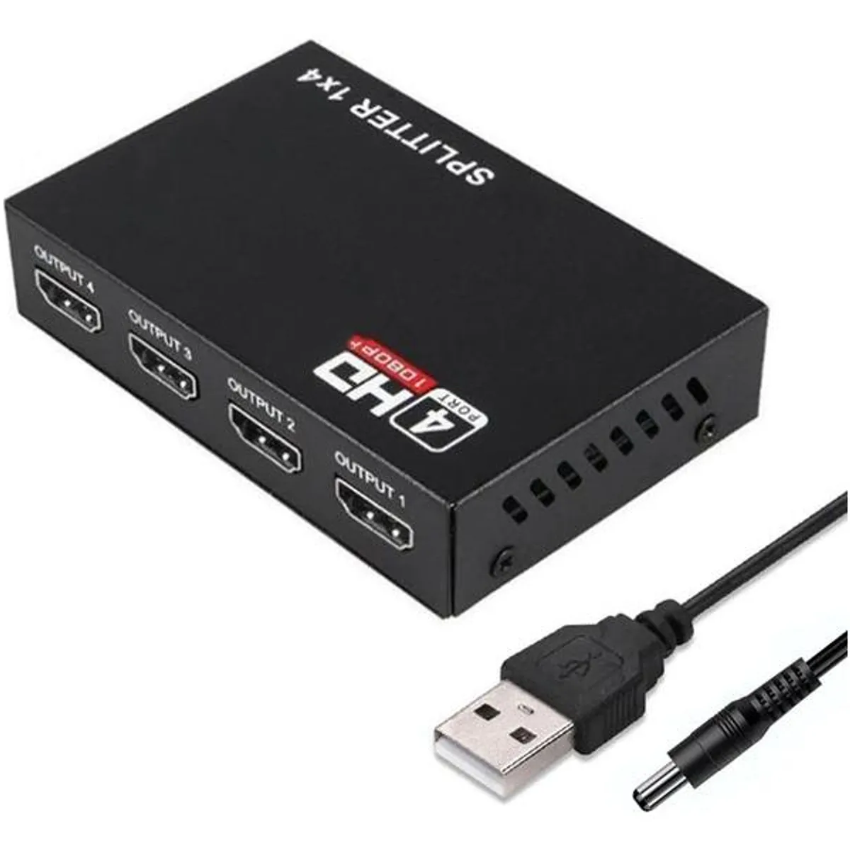 GENERICO - Divisor HDMI 1x4 Activo Full HD 1080P Mini Metal