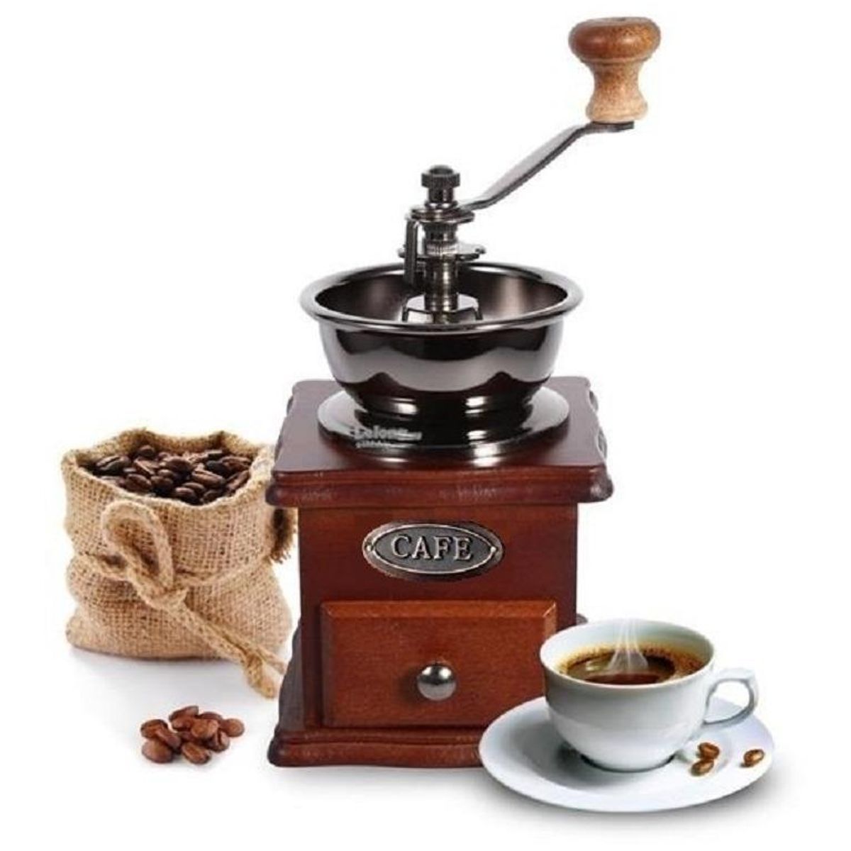 GENERICO - Molinillo de Café Ajustable Manual con Cajón Recolector