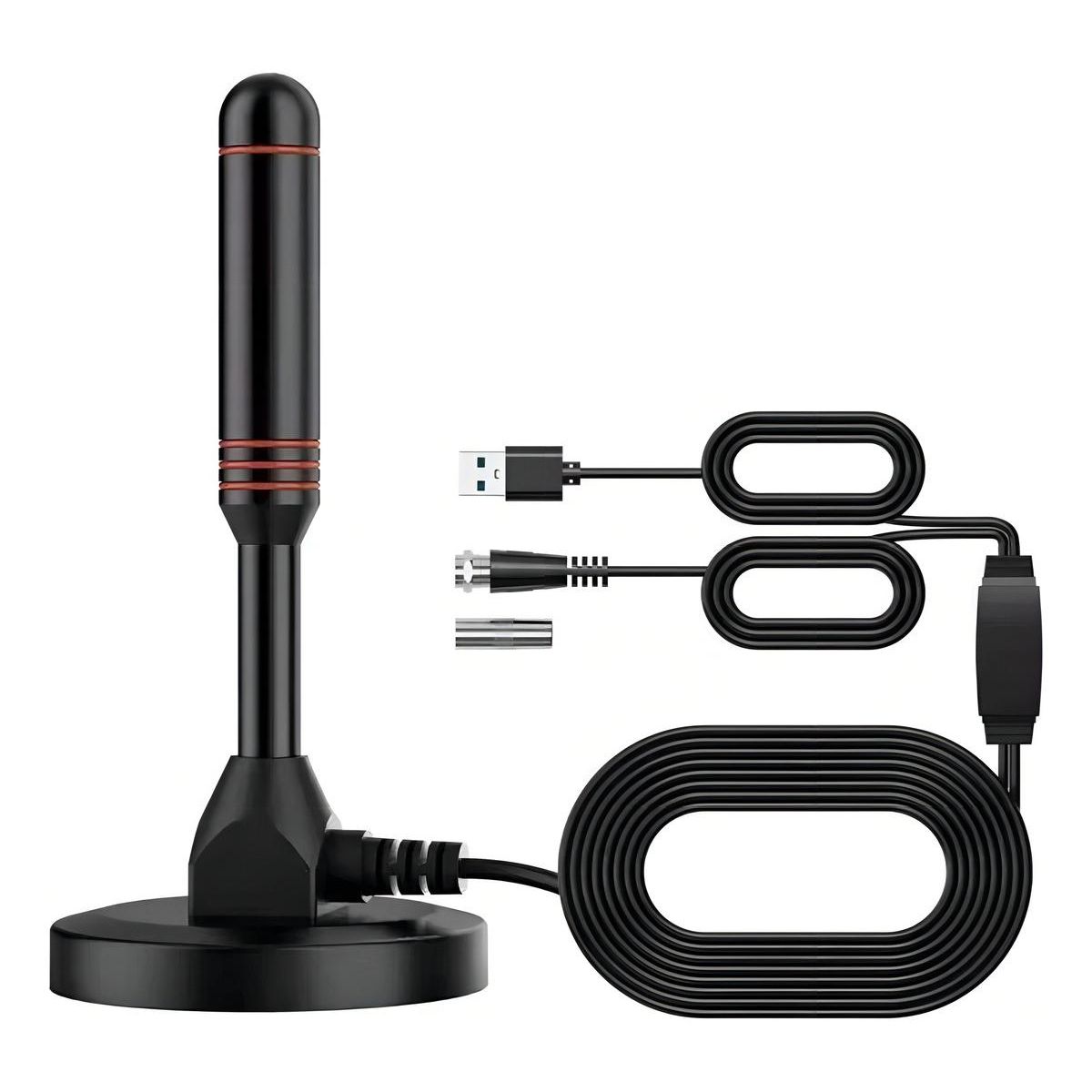 GENERICO - Antena Digital HD Amplificada Interior por USB con Ganancia 25 dBi