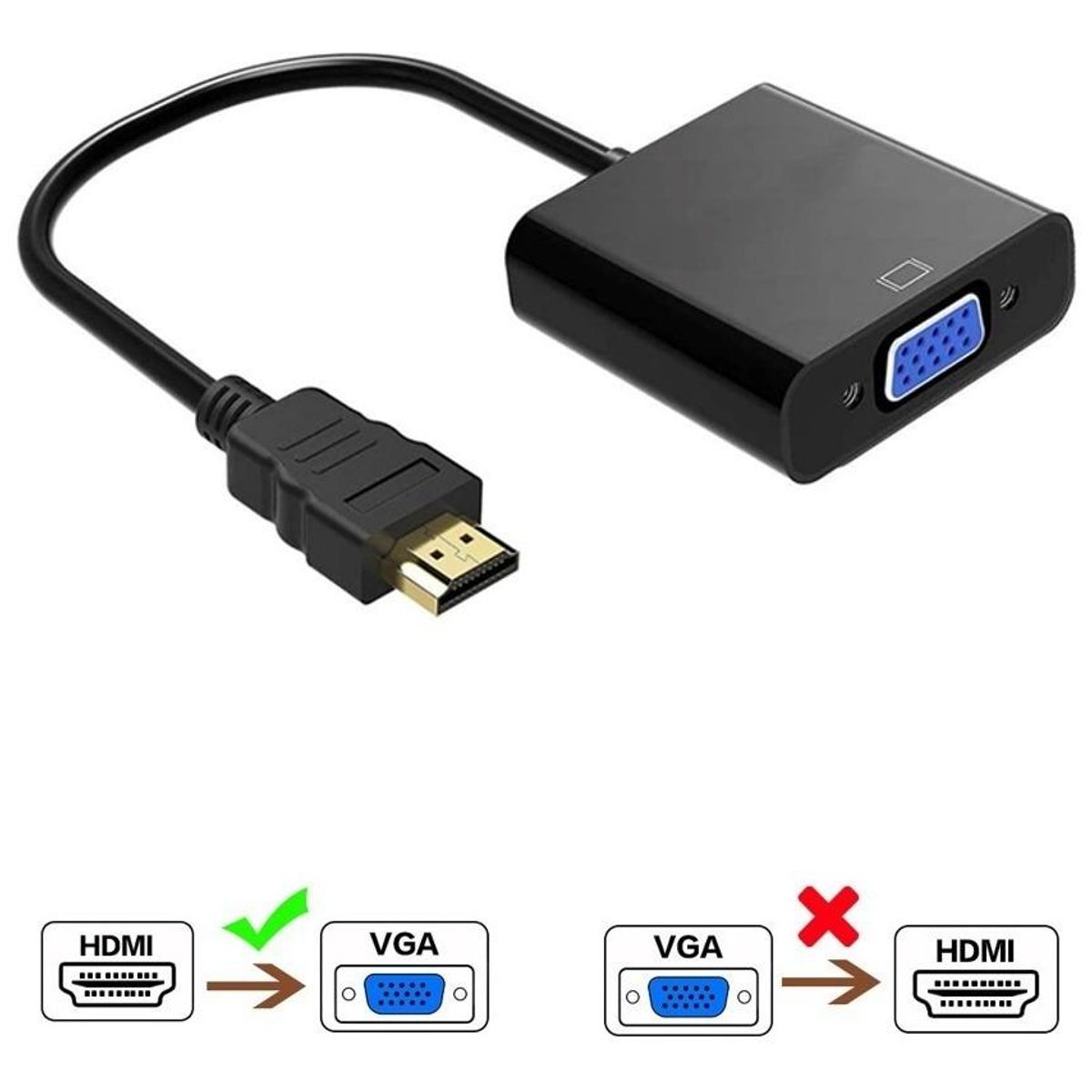 GENERICO - Adaptador HDMI a VGA Pro Max para Conexión de Video