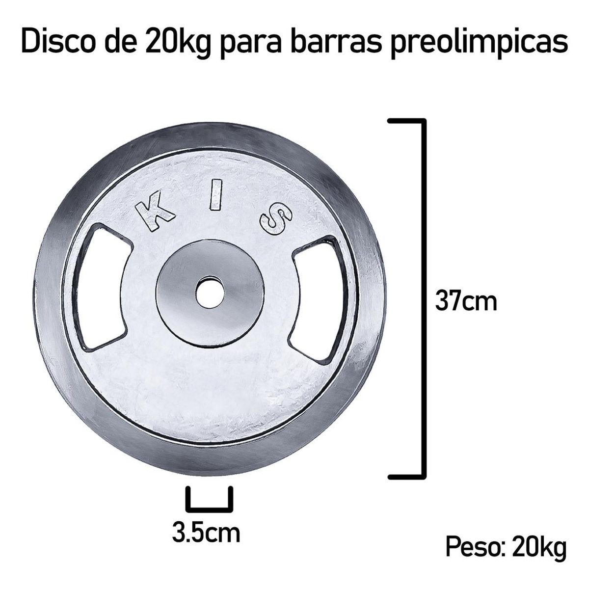 GENERICO - Disco Preolímpico de 20kg con Agarre Cromado Profesional