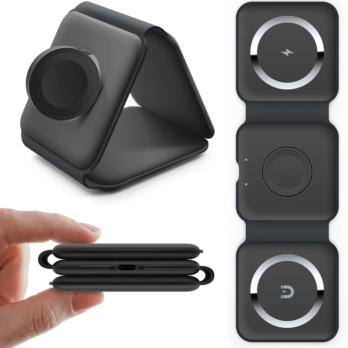 PUREPOWER - Estación de carga inalámbrica 3 en 1 plegable para ihoneairpordwatch