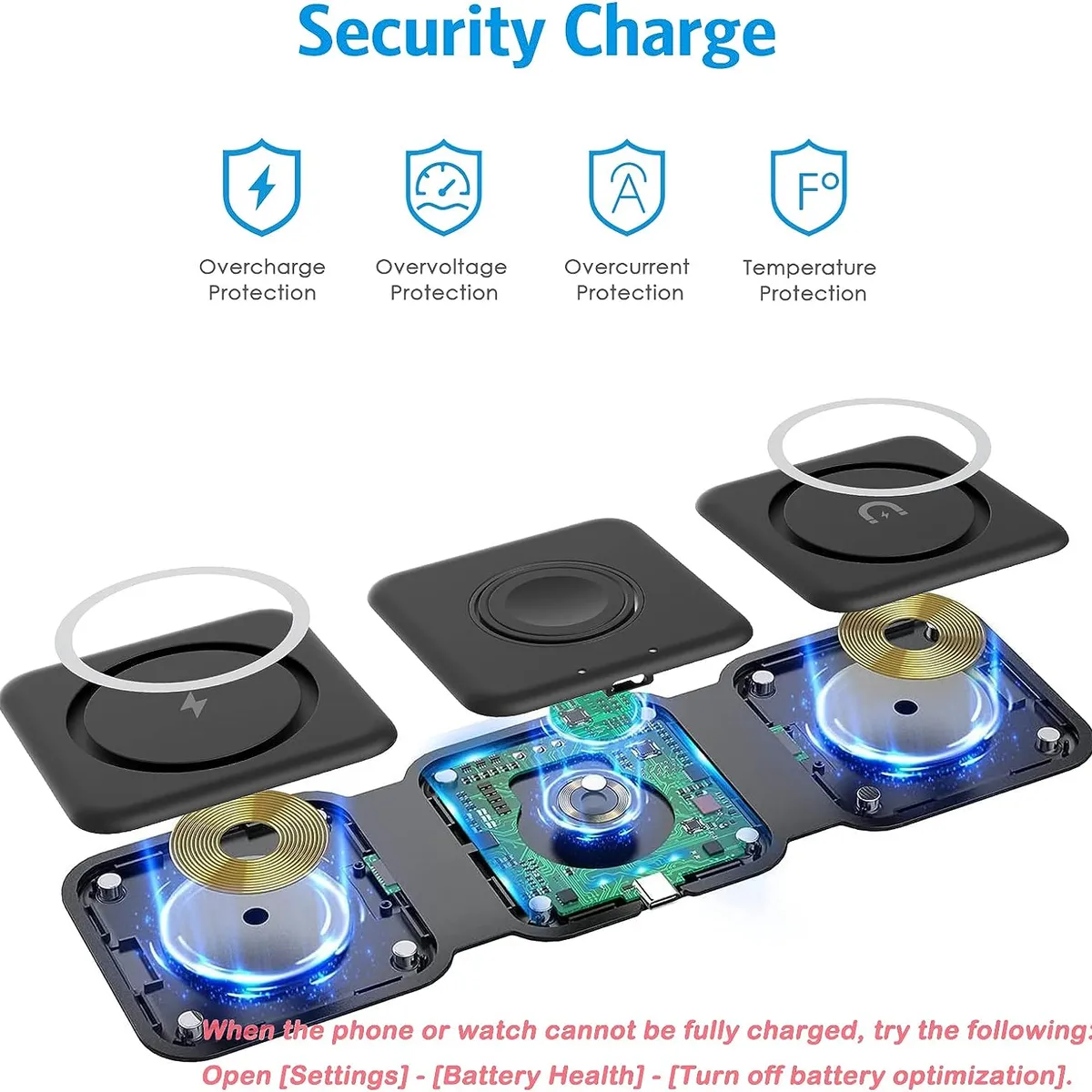 PUREPOWER - Estación de carga inalámbrica 3 en 1 plegable para ihoneairpordwatch