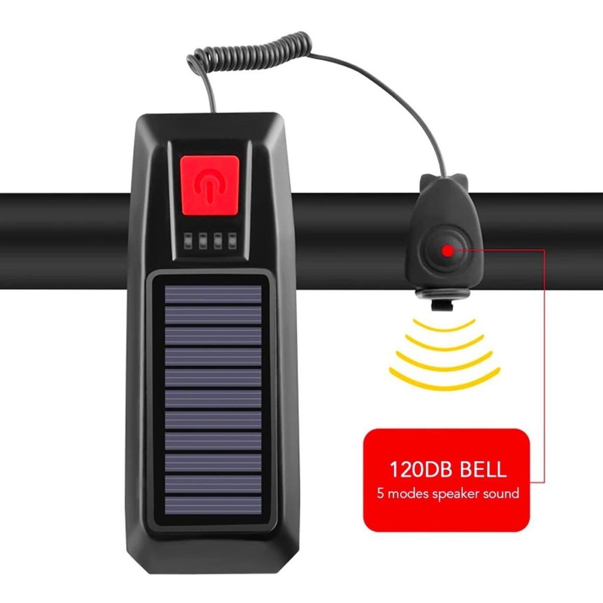 GENERICO - Luz LED Delantera Solar Recargable con Bocina para Bicicleta