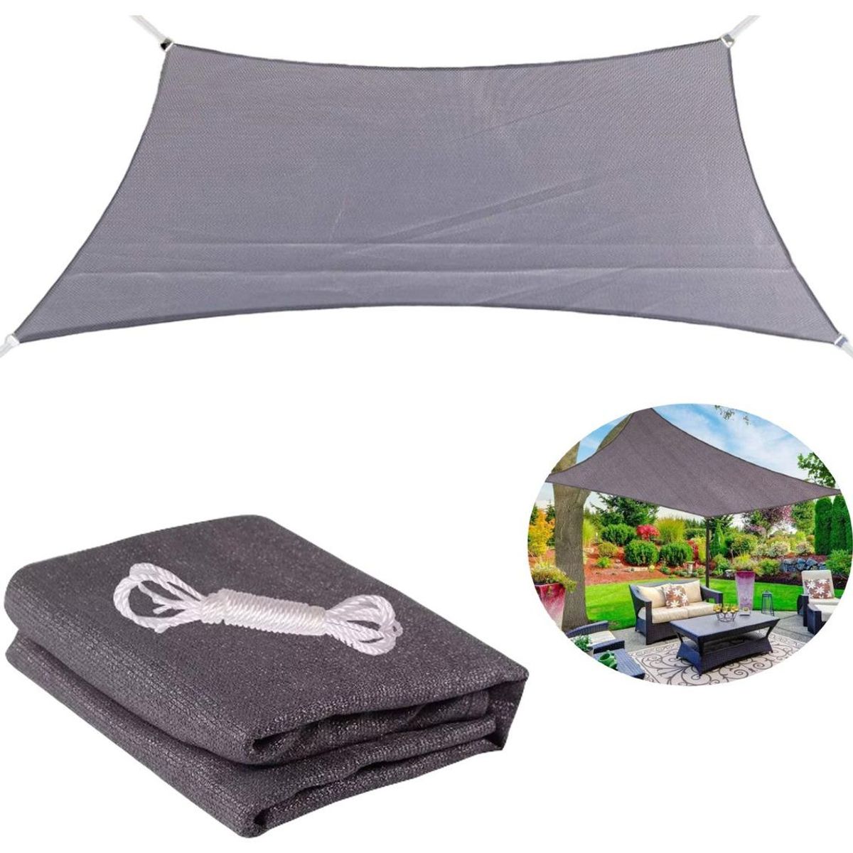 GENERICO - Toldo Vela Rectangular Impermeable 2x5 para Exterior