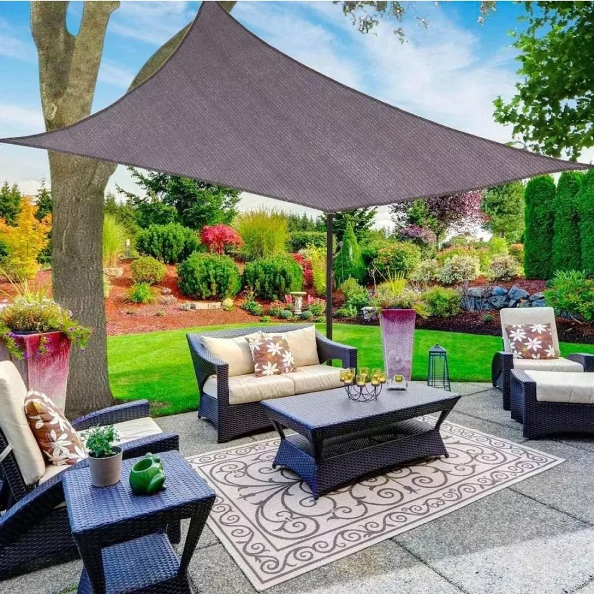 GENERICO - Toldo Vela Rectangular Impermeable 2x5 para Exterior