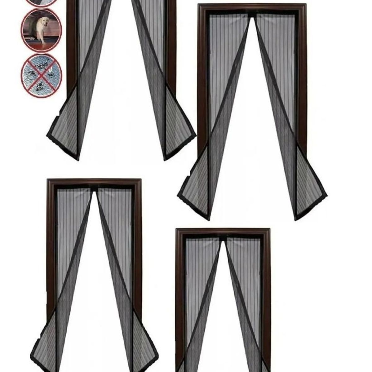 GENERICO - Pack de 4 Mallas Antimosquitos para Puertas y Ventanas