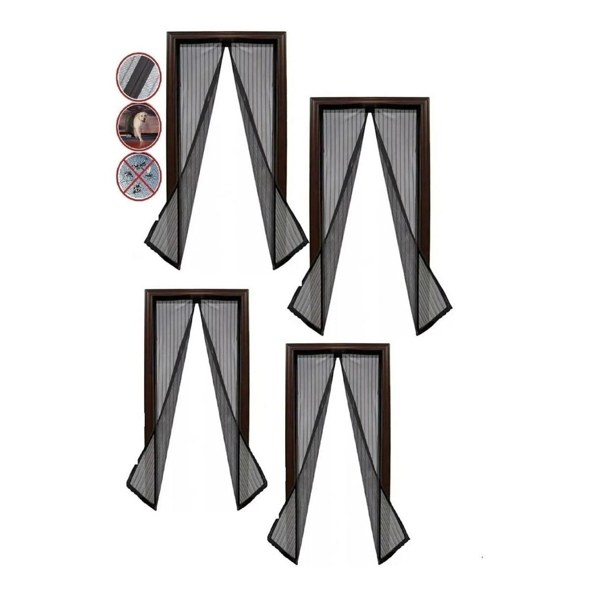 GENERICO - Pack de 4 Mallas Antimosquitos para Puertas y Ventanas