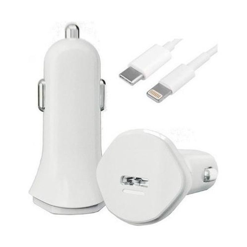 GENERICO - Cargador Rápido para Auto USB Tipo C a Lightning 20W