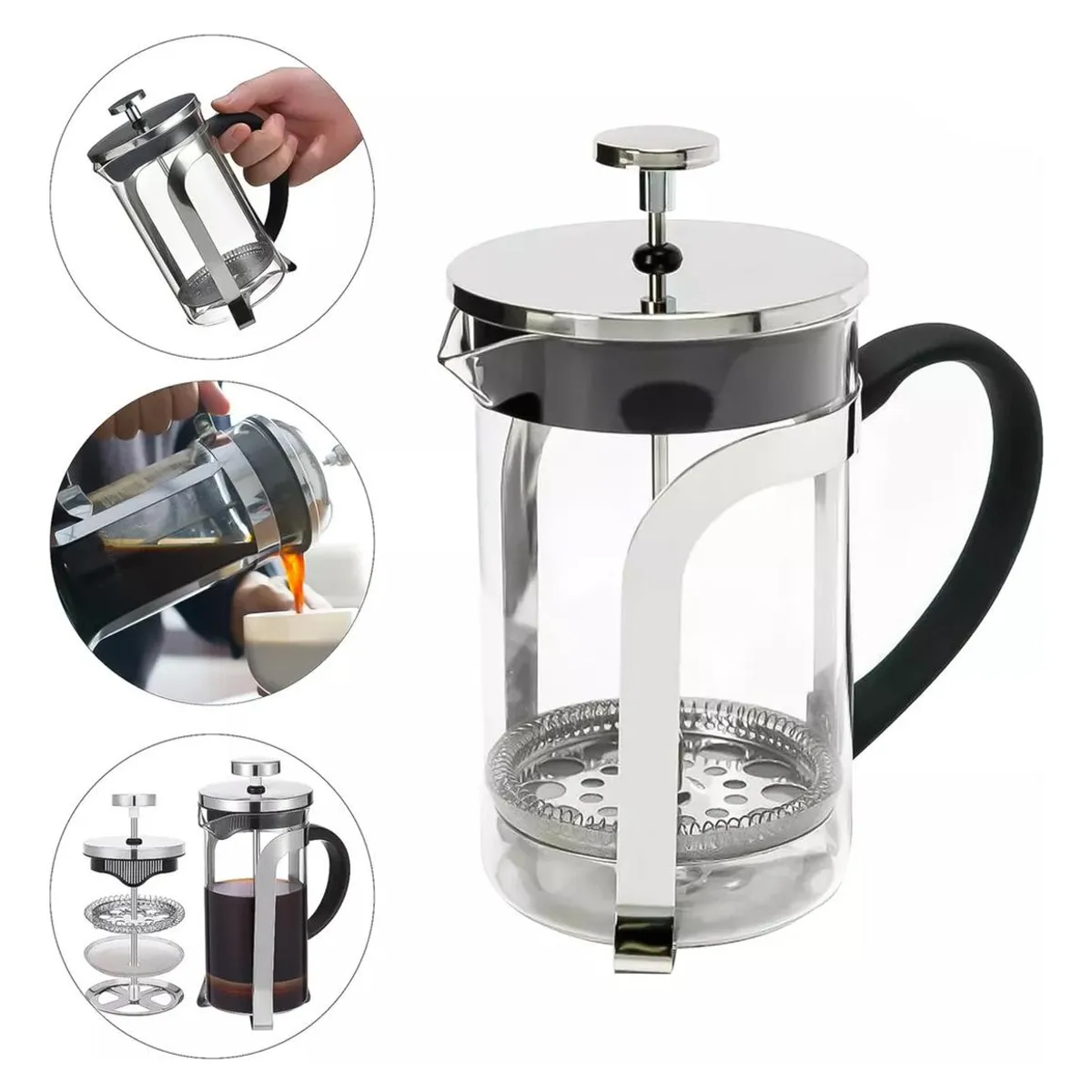 GENERICO - Cafetera Prensa Francesa de Acero Inoxidable 800ml