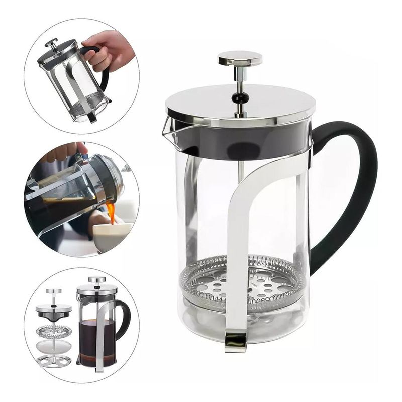 GENERICO - Cafetera Prensa Francesa de Acero Inoxidable 800ml