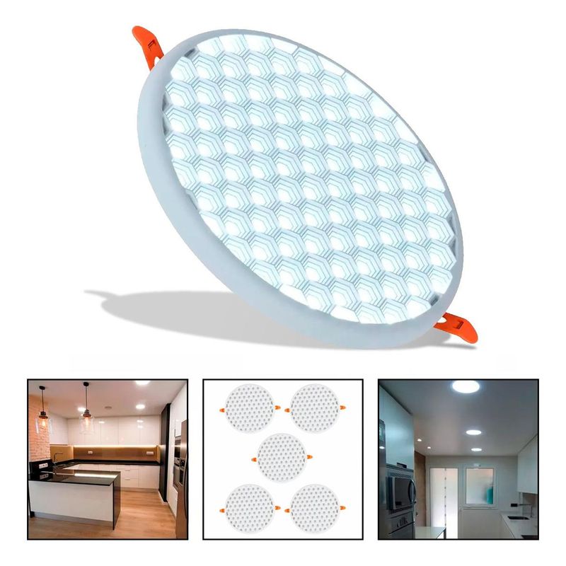 GENERICO - Pack de 5 Focos LED Embutidos Redondos 9W Luz Fría