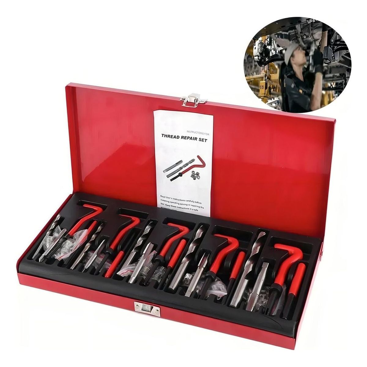 GENERICO - Kit Completo de Reparación de Roscas 131 Piezas para Metales