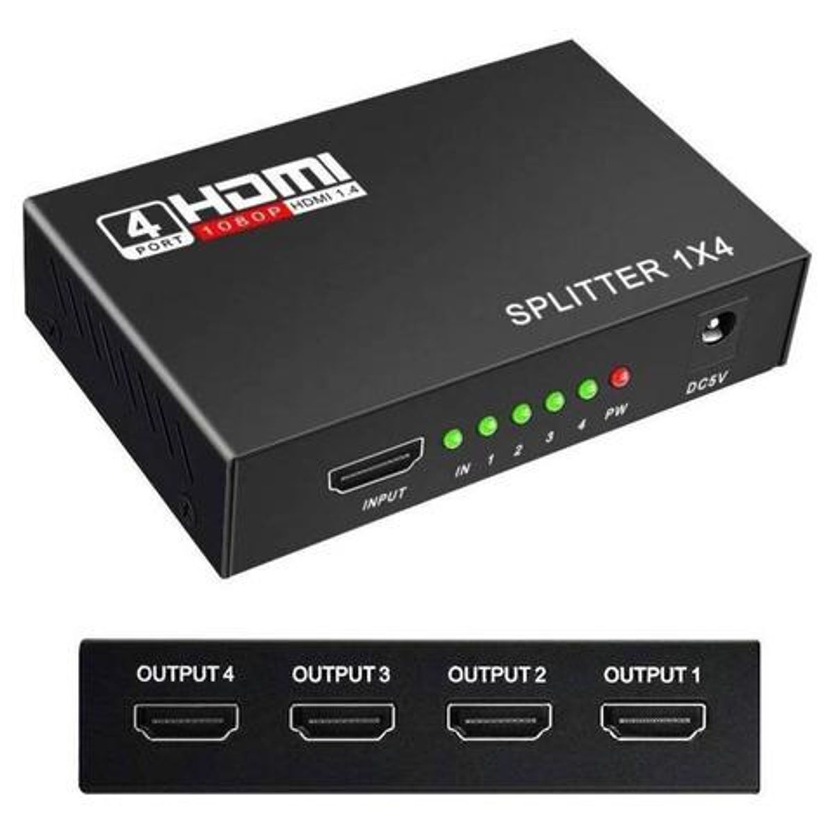 GENERICO - Multiplicador HDMI 1 Entrada a 4 Salidas 1080p Adaptador