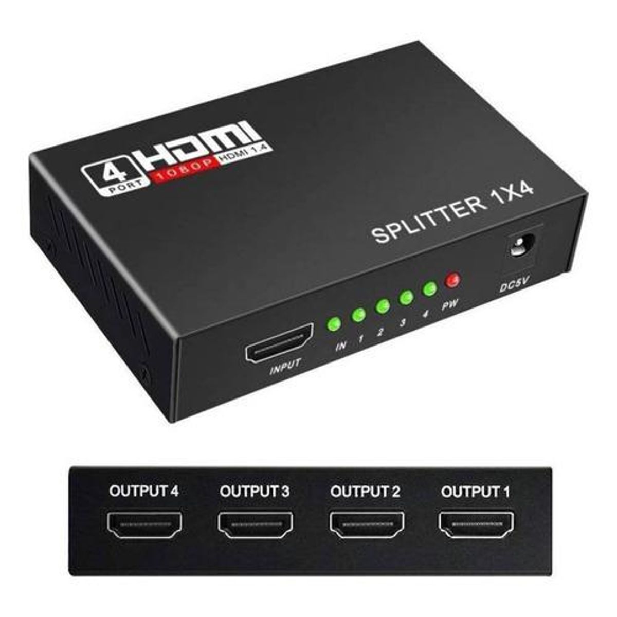 GENERICO - Multiplicador HDMI 1 Entrada a 4 Salidas 1080p Adaptador