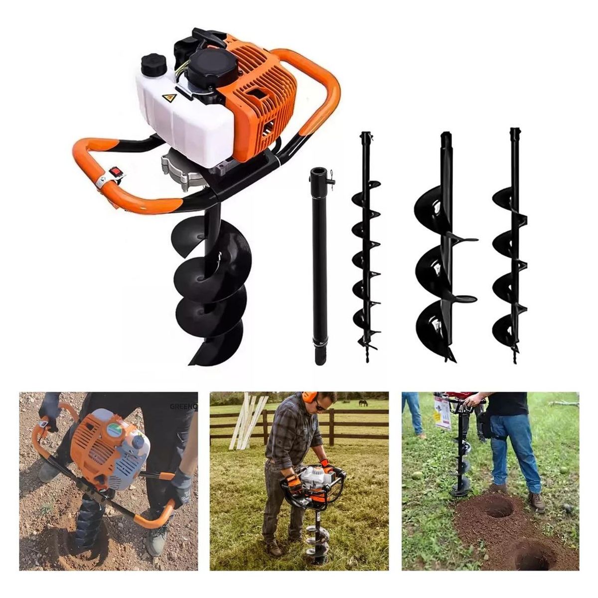 GENERICO - Ahoyador Barreno Profesional 63cc con 3 Brocas y Extensor