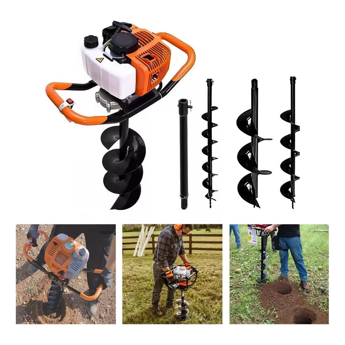 GENERICO - Ahoyador Barreno Profesional 63cc con 3 Brocas y Extensor