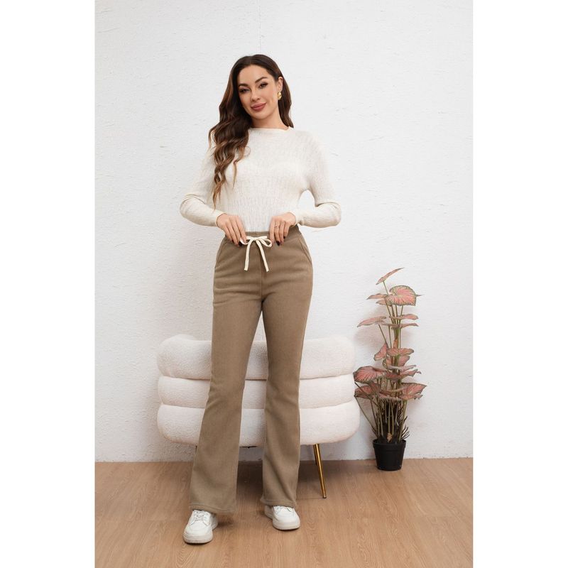 MPROPIA - Pantalón Calza Flare Invierno Mujer Forro Frisado Acanalada 7131