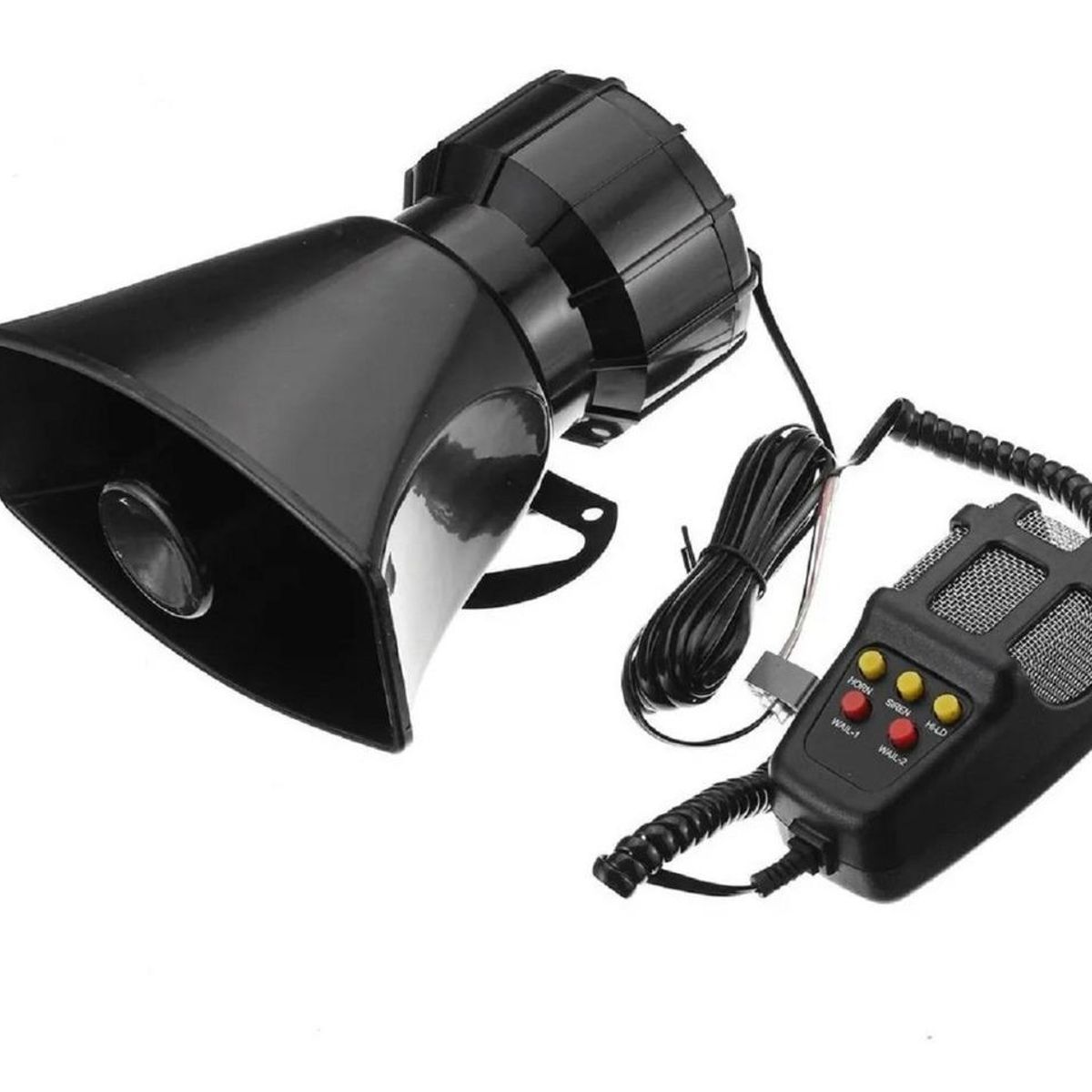 GENERICO - Bocina Sirena 12V con Megáfono y 3 Sonidos 60W