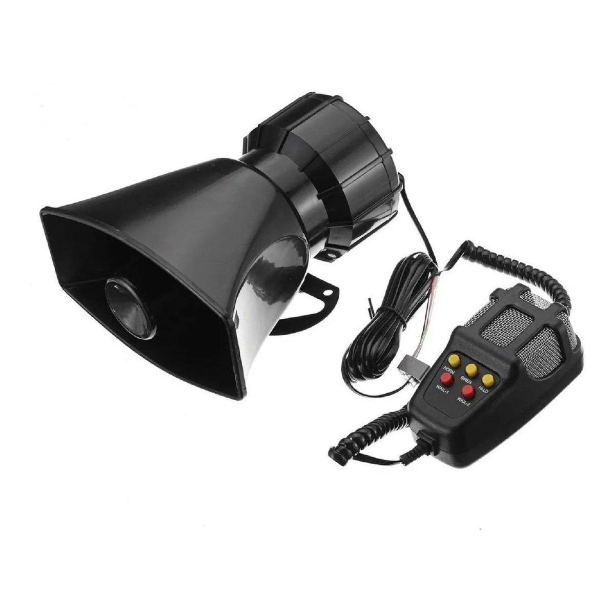 GENERICO - Bocina Sirena 12V con Megáfono y 3 Sonidos 60W