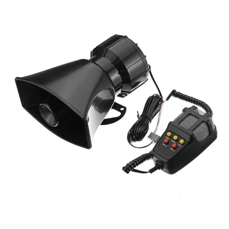GENERICO - Bocina Sirena 12V con Megáfono y 3 Sonidos 60W
