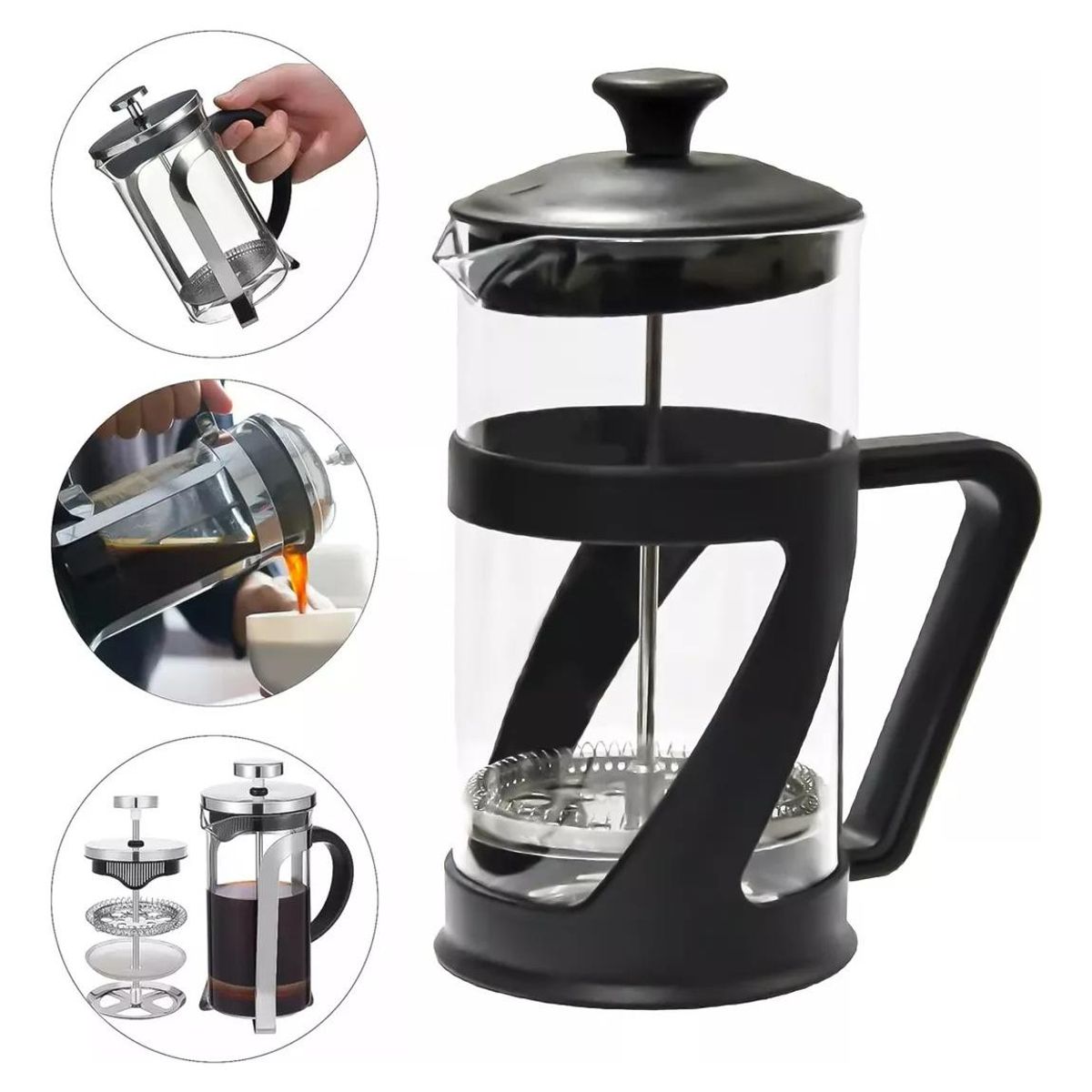 GENERICO - Cafetera Prensa Francesa de Vidrio 350ml con Filtro