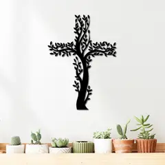 ELAB PROPIA - Cuadro Cruz Árbol de Vida 50x36cm - Calado En Madera Fun Republic
