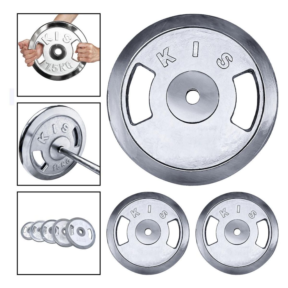 GENERICO - Pack 2 Discos Preolímpicos Cromados de 5 Kg Cada Uno