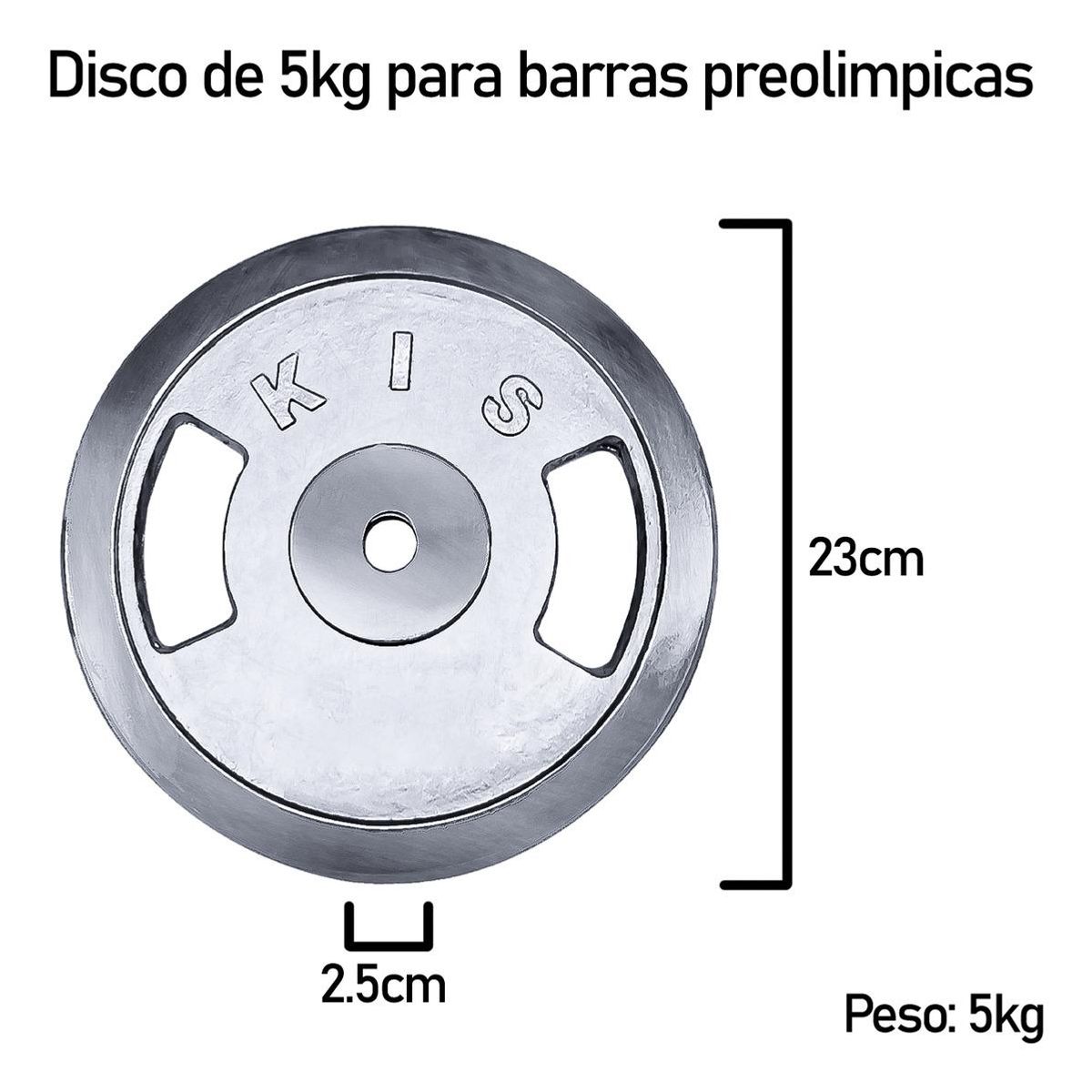 GENERICO - Pack 2 Discos Preolímpicos Cromados de 5 Kg Cada Uno