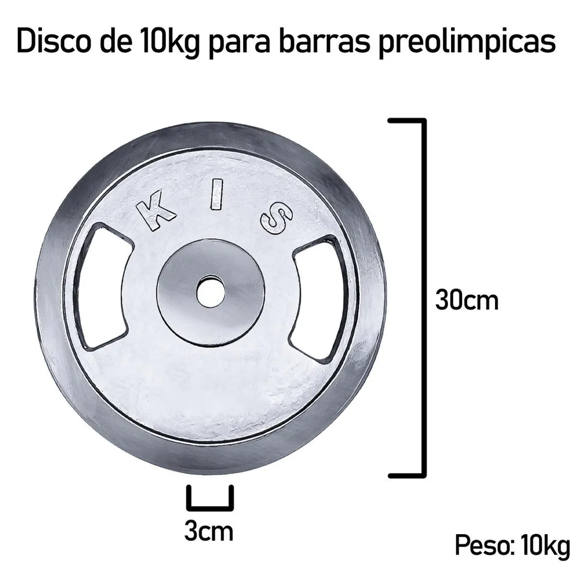 GENERICO - Disco Preolímpico Cromado de 10kg con Agarres