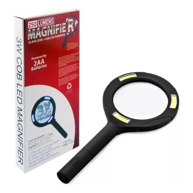 GENERICO - Lupa de Lectura de Mano con Luz LED y Aumento 3X