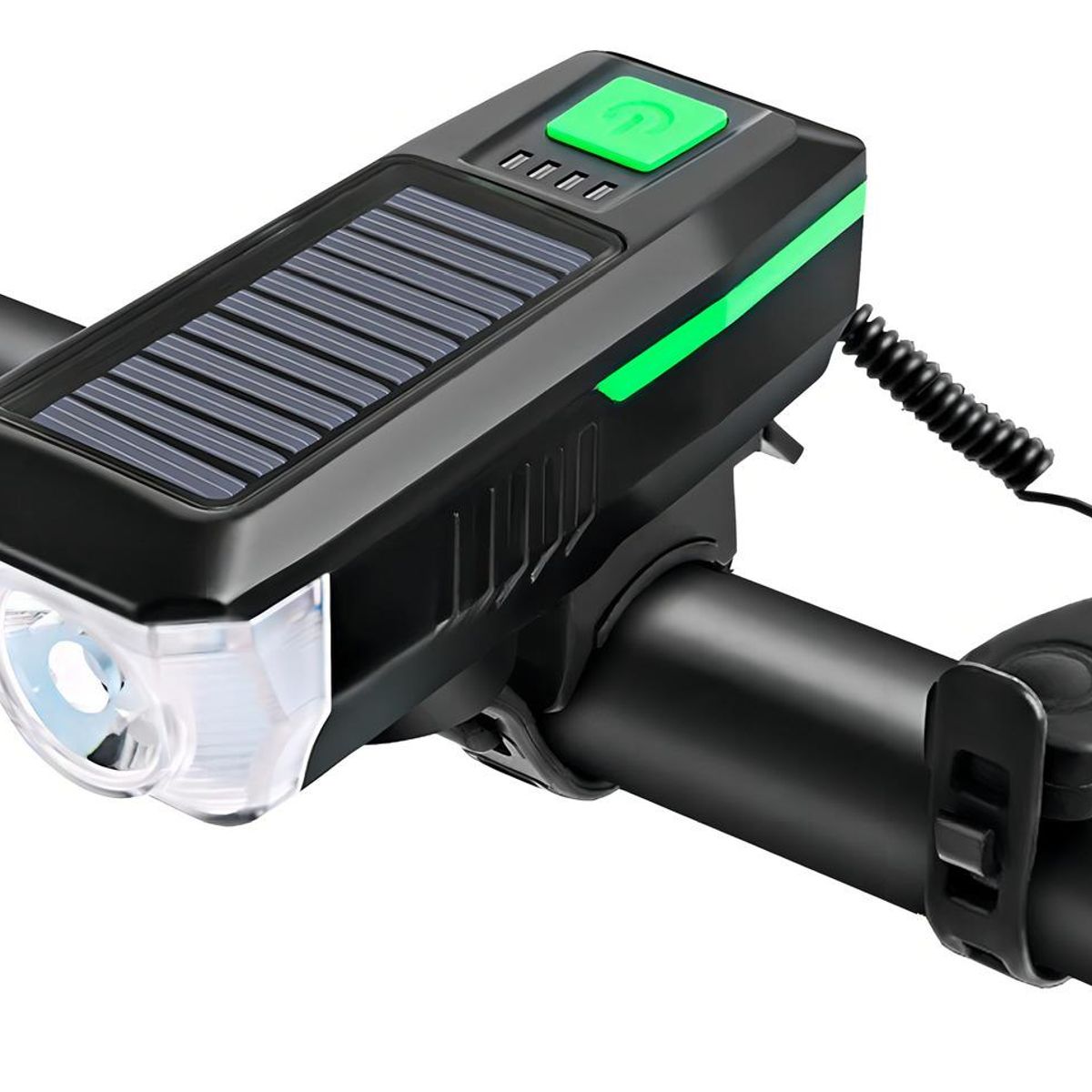 GENERICO - Luz LED delantera Solar con Bocina para Bicicleta Verde