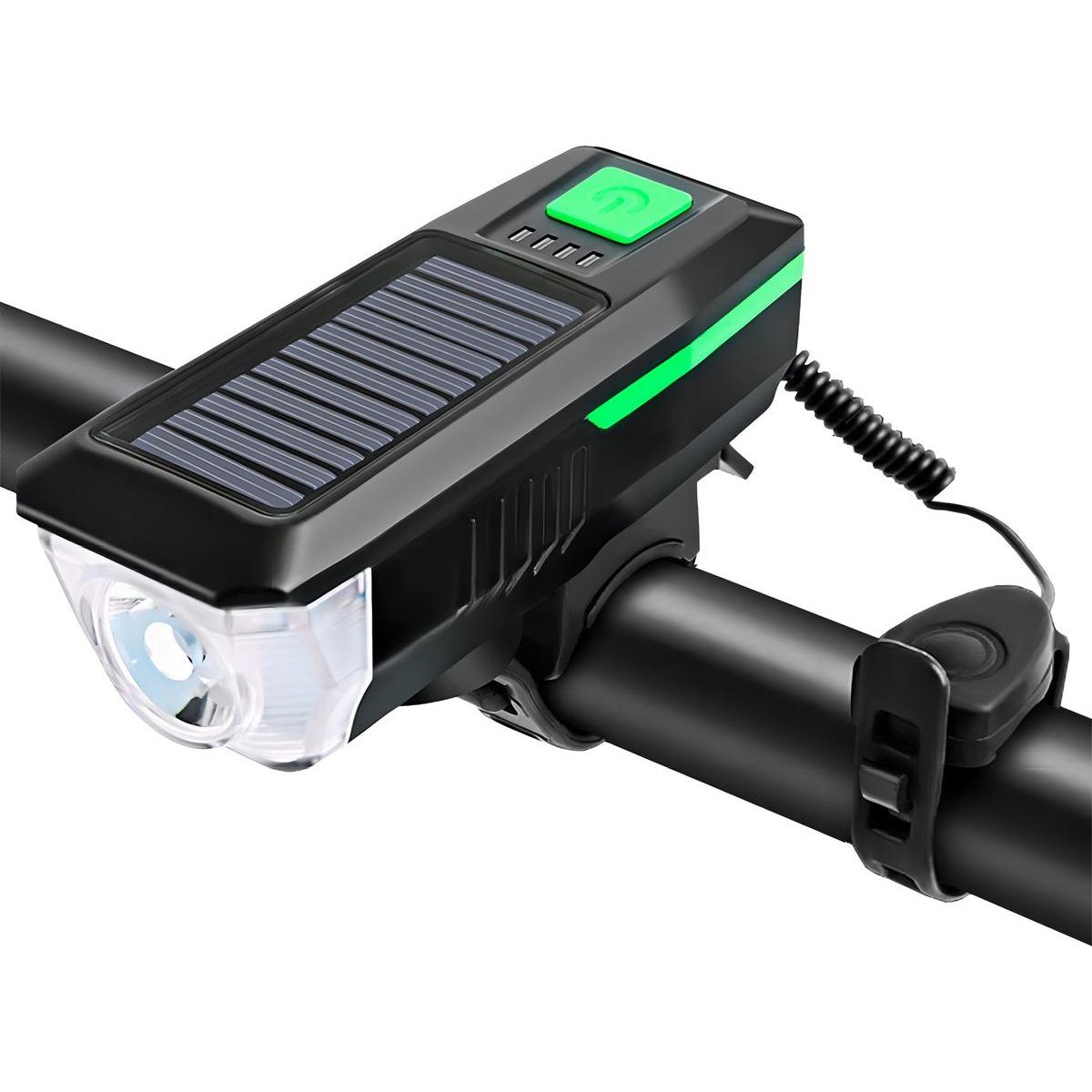 GENERICO - Luz LED delantera Solar con Bocina para Bicicleta Verde