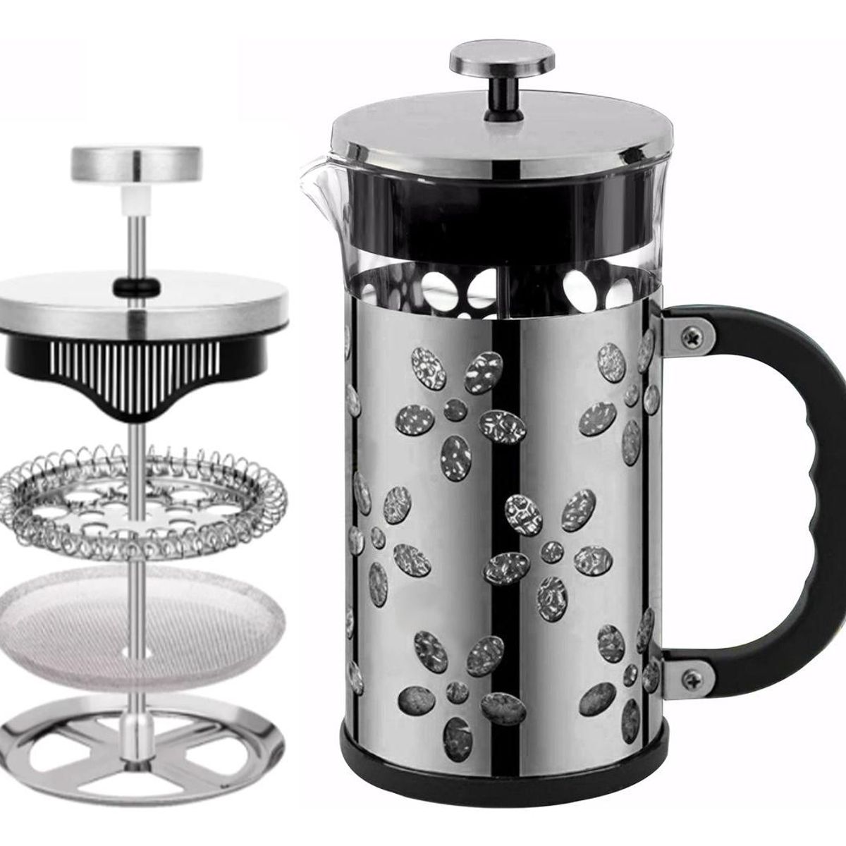 GENERICO - Cafetera Prensa Francesa de Vidrio 1L con Malla Inoxidable