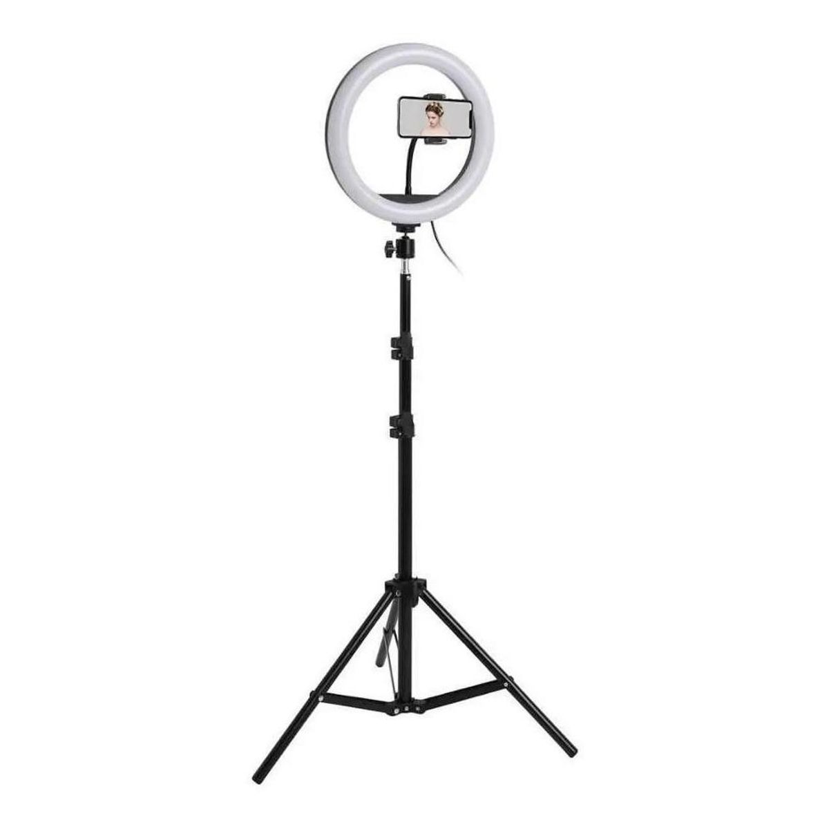 GENERICO - Aro de Luz LED de 26 cm con Trípode Ajustable - Color Negro