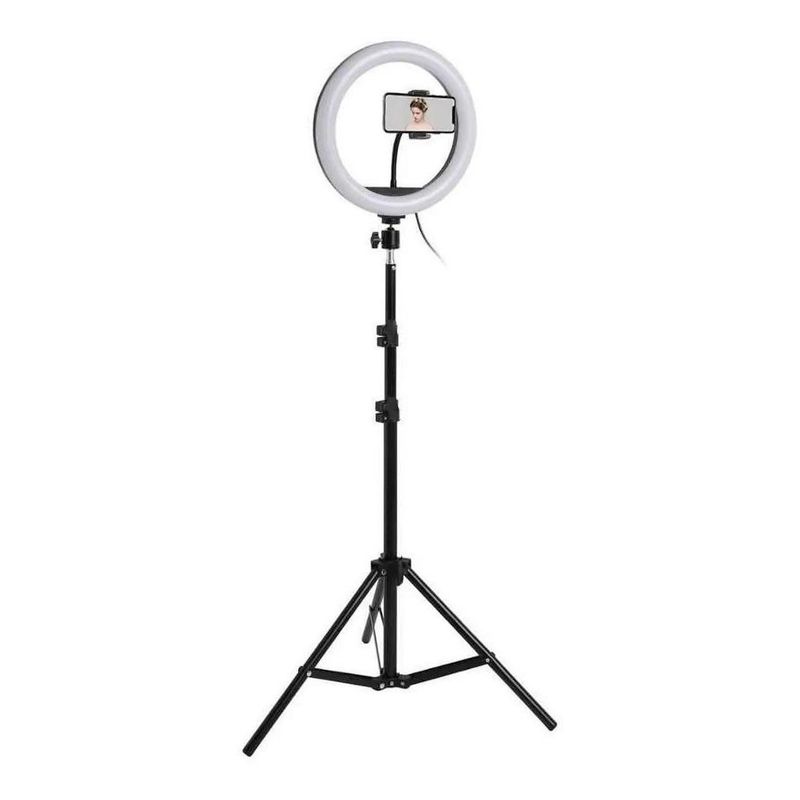 GENERICO - Aro de Luz LED de 26 cm con Trípode Ajustable - Color Negro