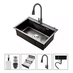 GENERICO - Kit Lavaplatos Acero Inoxidable 2 Funciones 60x45cm