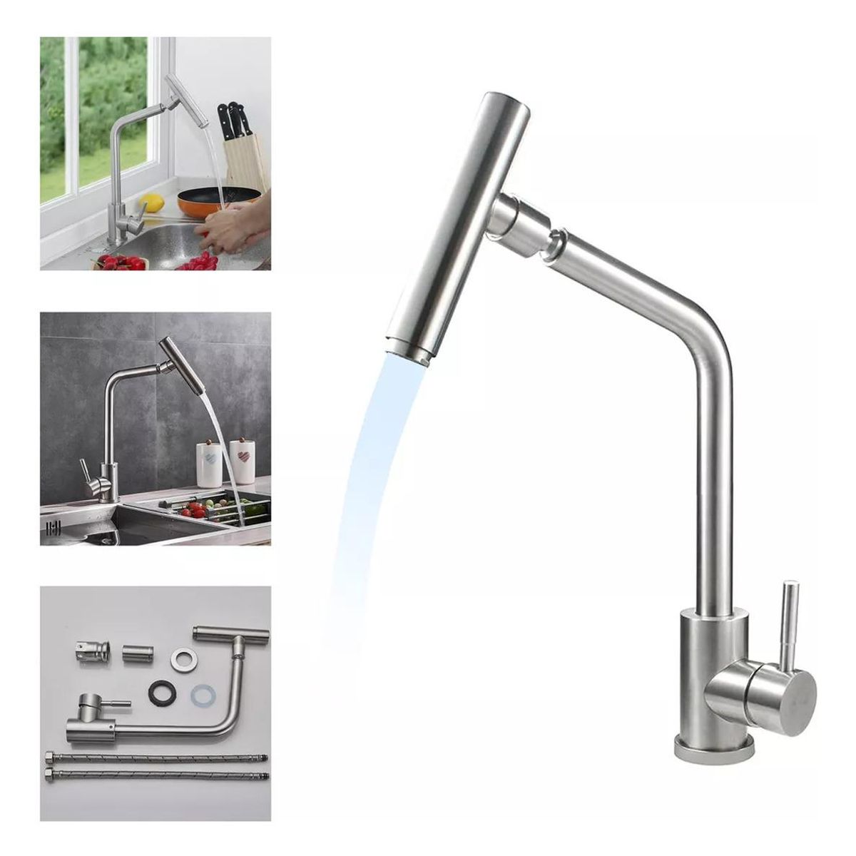 GENERICO - Lavaplatos Doble 78x43 con Llave Monomando Acero Inoxidable