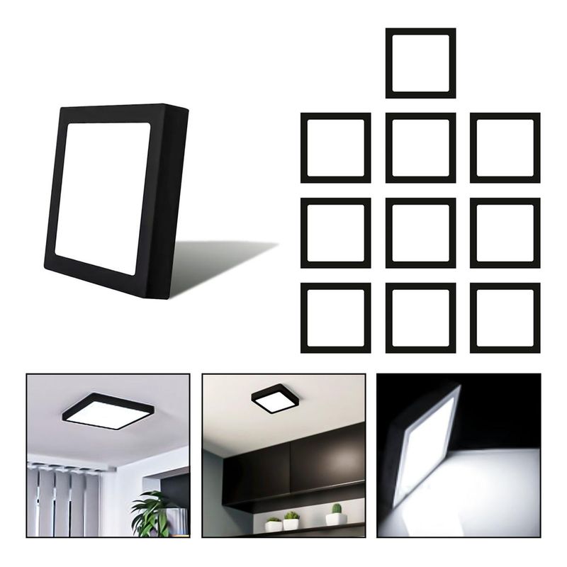 GENERICO - Foco LED Cuadrado 12W con Luz Fría para Techo