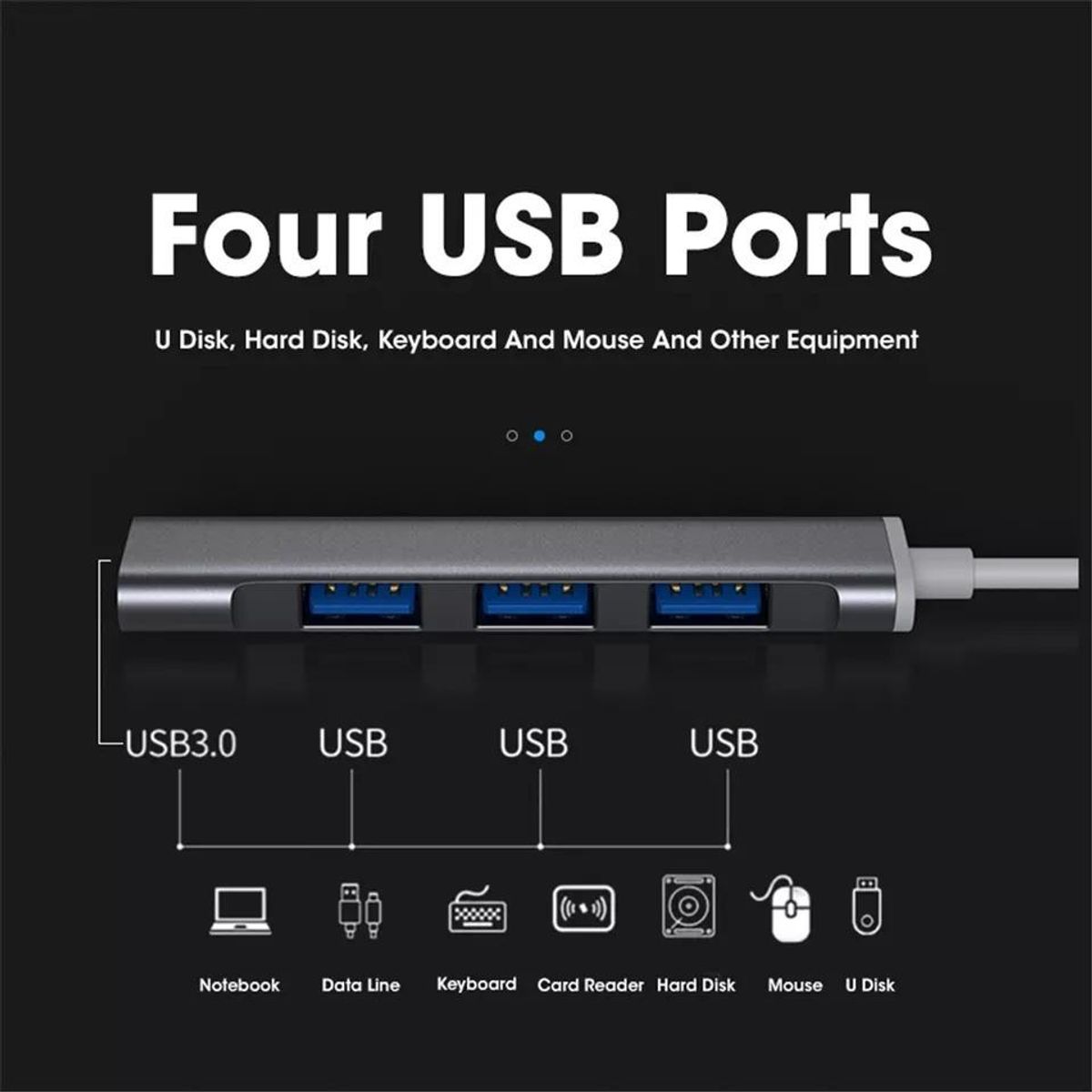 GENERICO - Adaptador Hub Mini USB 30 con 4 Puertos para Conexiones Rápidas