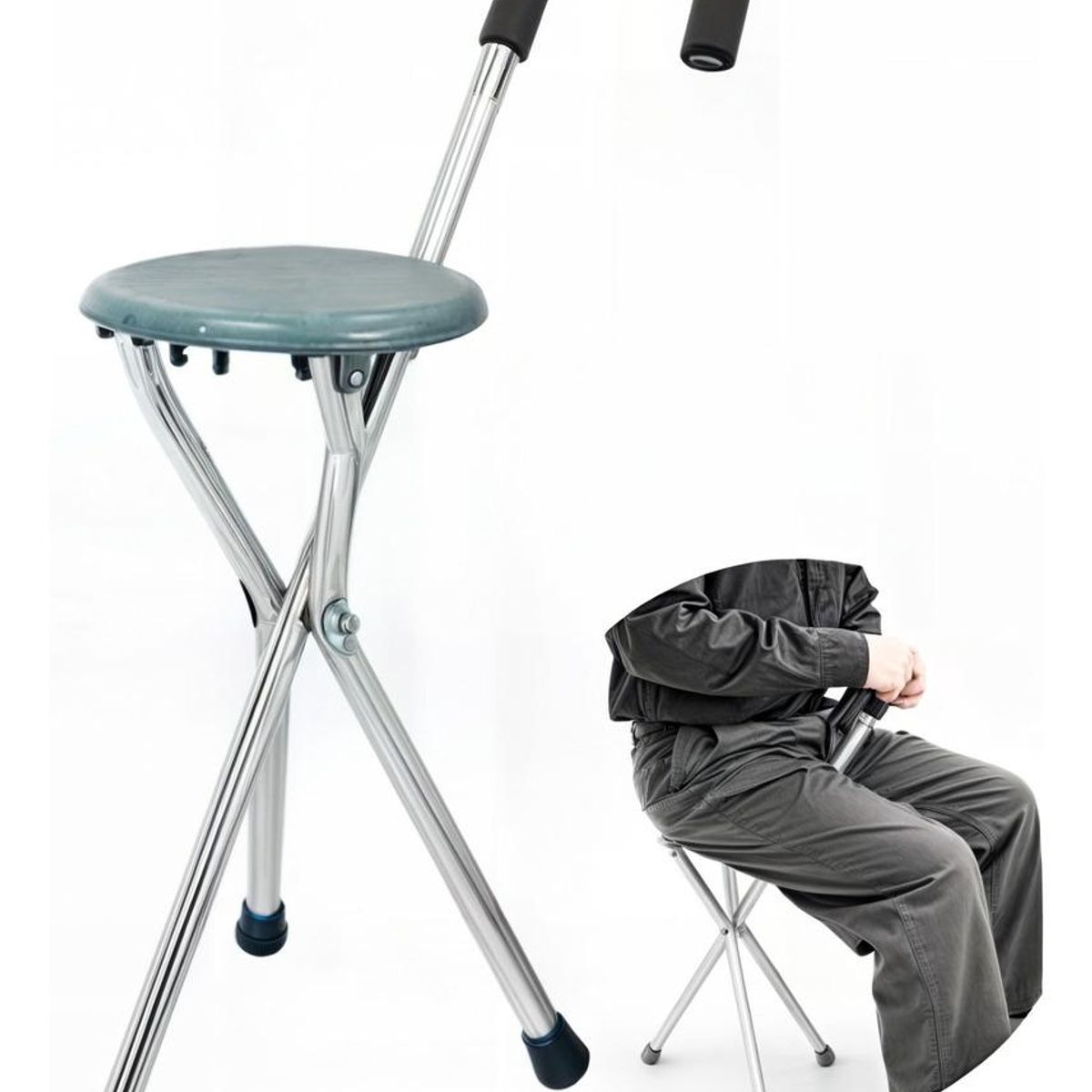 GENERICO - Bastón Ortopédico Plegable con Asiento 2 en 1