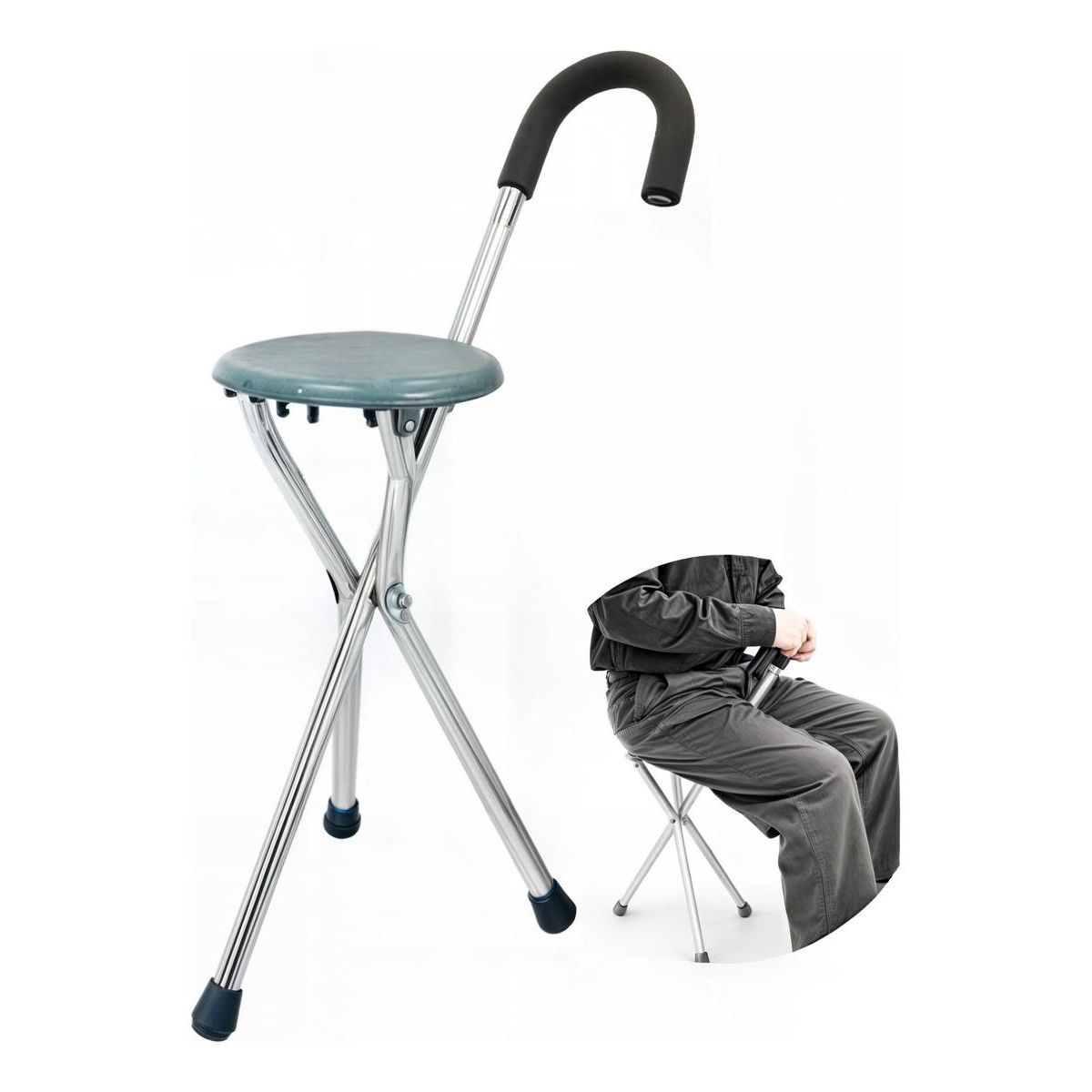 GENERICO - Bastón Ortopédico Plegable con Asiento 2 en 1