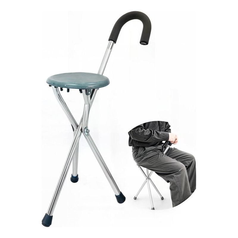 GENERICO - Bastón Ortopédico Plegable con Asiento 2 en 1