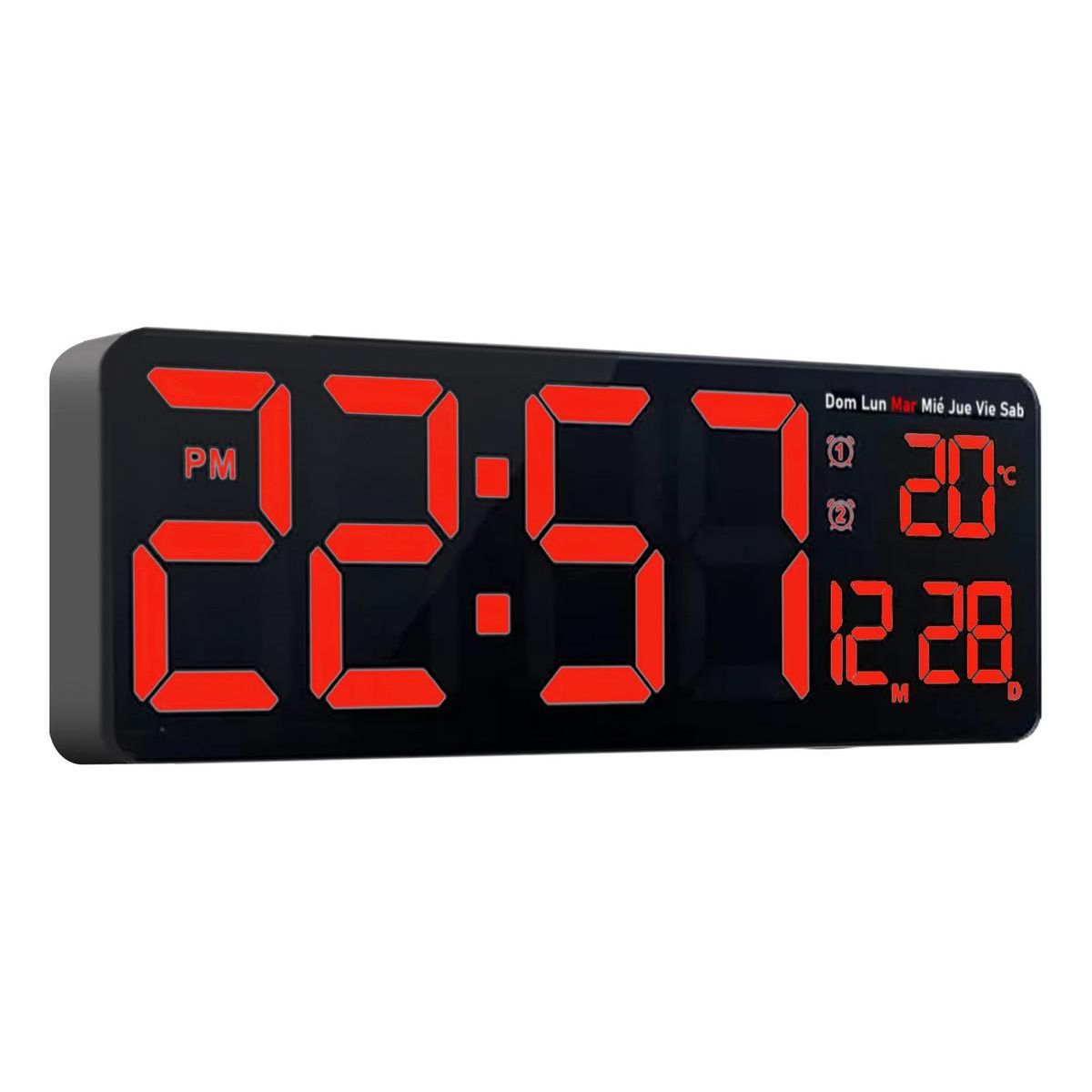 GENERICO - Reloj Digital de Pared con Sensor de Temperatura 40x13 cm
