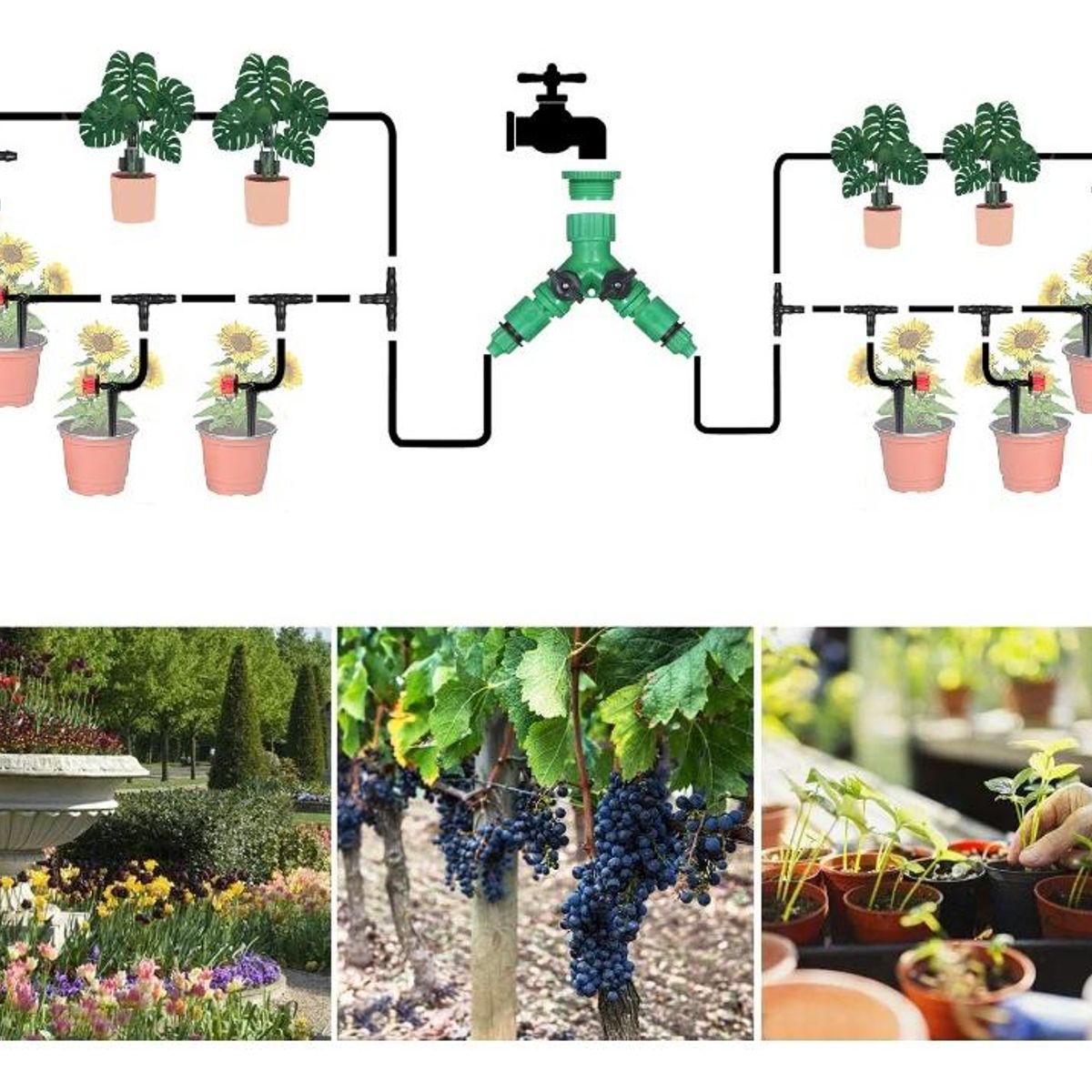GENERICO - Kit de Riego Automático por Goteo de 40 metros 164 piezas