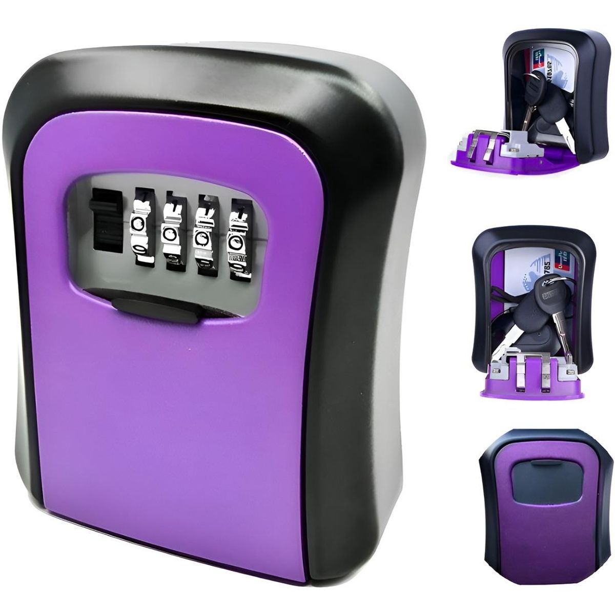 GENERICO - Caja Fuerte Pequeña de Seguridad para Llaves Exteriores Violeta