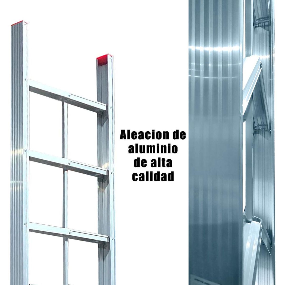 GENERICO - Escalera Plegable de Aluminio de 9 Peldaños 3mts