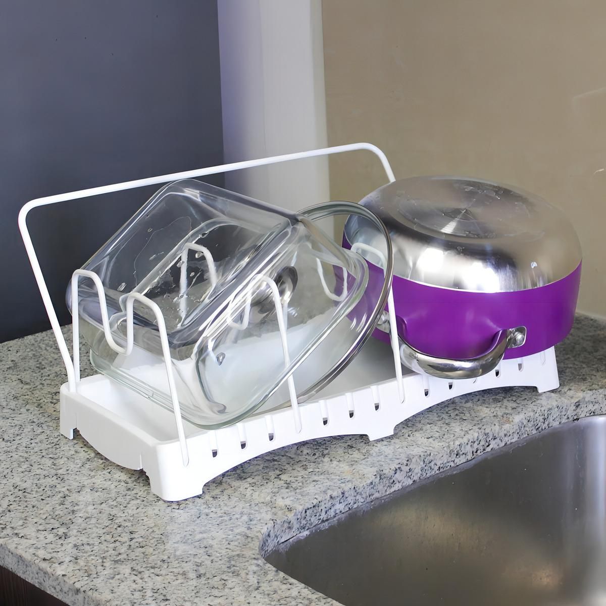 GENERICO - Escurridor Extensible Blanco para Ollas y Sartenes